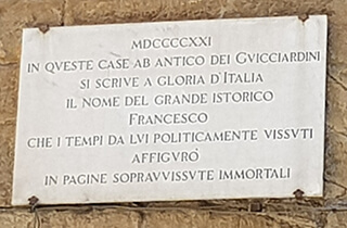 Targa commemorativa Francesco Guicciardini a Firenze